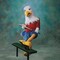 Adult Eagle Costume Blue and White Faux Fur Jumpsuit Red Shirt Yellow Tights and Oversized Head